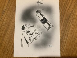 Toncz Tibor eredeti karikatúra rajza a Szabad Száj c. lapnak 16 x 21 cm