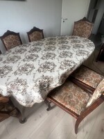 Neobarokk étkező garnitúra 7 db székkel