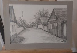Nagy Vince grafika szentendrei utca 50x35 cm paszpartuval