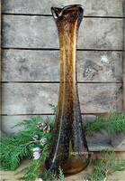 Borostyán színű üveg pelikán váza nagy méret 38 cm