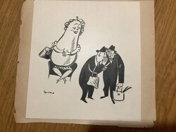Toncz Tibor eredeti karikatúra rajza a Szabad Száj c. lapnak 18 x 17 cm