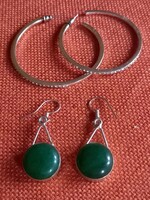 Uj Nöi 5cm Karika Fülbevalò és 1db Zöld Köves Fülbevalò