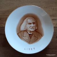 Régi Herendi falidísz Liszt Ferenc portréjával