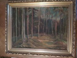 Erdős Mihály Erdőrészlet 55 X 41 cm szignózott olaj festmény aranyozott keretben