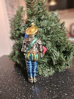  Fújt, Festett Don Quijote karácsonyfadísz- 22 cm Ritka, nagyméretű üvegfigura klasszikus lovagi