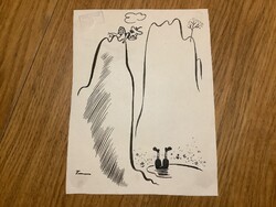 Toncz Tibor eredeti karikatúra rajza a Szabad Száj c. lapnak 15,5 x 20,5 cm