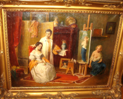 GARANTÁLTAN EREDETI CSODÁS ROTTMANN MOZART /1874-/ :  A FESTŐ ÉS A MODELL