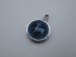 K012 14K White Gold Pendant with Brilliant Stone Zodiac Capricorn