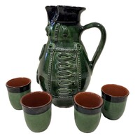 Kerámia Miska kancsó 4 pohárral