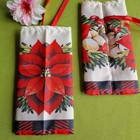 DCS120 - Mikulás virág mintás textil ajándéktasak, mikulás zsák