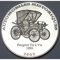 Kongó,10 francs 2002 PP - Peugeot Vis á Vis 1892 UNC nikkel
