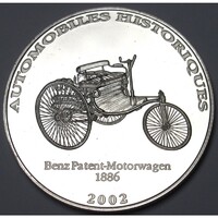 Kongó,10 francs 2002 PP - Benz Patent-Motorwagen 1886 UNC nikkel