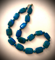 Egyenként csomózott Krizokolla ásvány nyakék