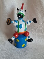 Rugós táncoló cirkuszi falovacska kézzel festett esztergált fa elemekből retro játék 80 as évekből