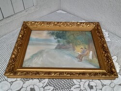 1,-Ft Szilvásy Margit képcsarnokos festmény Dunaparton