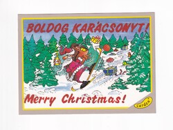 KT:288 Karácsonyi Humoros Télapós Manós képeslapok