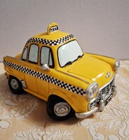 Vintage SÁRGA TAXI kerámia persely   16 x 11 x 13 cm