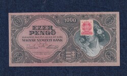 Háború utáni inflációs sorozat (1945-1946) 1000 Pengő bankjegy 1945 piros dézsmabélyeggel