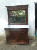 Reneszánsz faragott tálaló komód tükörrel