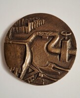 Tóth Sándor : Kemév " Hazát Építeni a Legszebb Hivatás "  bronz emlék plakett  7,7 cm