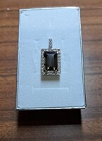 14 kt fehér arany gyémántos turmalin medál