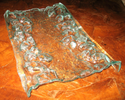 CZIBOR ÉVA  SZOBRÁSZ ÁLTAL KÉSZÍTETT MODERN ÜVEG KÍNÁLÓ