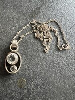 Vintage skandináv ezüst medál lánccal hegyikristályal