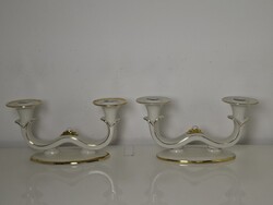 Régi aranyozott Eschenbach - Bavaria porcelán gyertyatartó pár 11 x 23 cm
