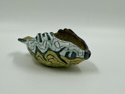 Jelzett Iparművészeti Vállalatos, Gorka Géza Kerámia - Halas Kínáló, Repesztett Mázzal