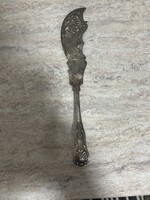Ezüstözött, díszes 36 cm-es haltálaló kés / spatula – különleges, áttört pengével