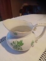 Régi jelzett zöld mintás herendi porcelán tej-, tejszín kiöntó / kancsó