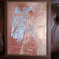 GOLGOTA-XII.STÁCIÓ-T.Szvetlana tűzzománc kép!