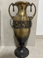 Dekoratív, neoklasszicista–szecessziós stílusú bronz serleg váza 47cm