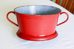 Budafoki, piros, zománcozott szűrő.