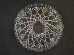 Nagyméretű gyönyörű csiszolt kristály kínáló tál tortatál 36 cm