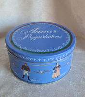 Annas Pepparkakor vintage karácsonyi égszínkék süteményes/ajándék fémdoboz ünnepi csomagoláshoz