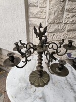 Antik asztali kandellàber asztali Bronz csillàr gyertyatartó nehéz masszív darab !Sas Szobor ! Videó