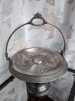Meriden ezüstözött talpas asztalközép, kínáló, 34 cm