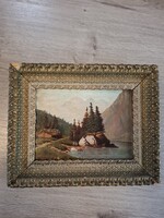 Fritz szignós festmény, olaj, karton, mérete a képeken