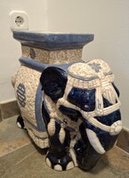 Nagyméretű kerámia elefánt virágtartó, 39 cm