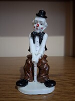 Porcelán sétapálcás bohóc. 17 cm.