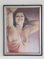 Diósi Sándor elegáns art deco női portré fél akt pasztell festmény kép, korabeli kerettel, 54x70 cm