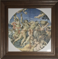 Bacchus és Ariadné diadala II. keretezett mitológiai csempekép 39 x 39 cm