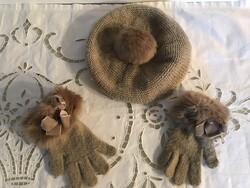 SAPKA + KESZTYŰ - MAYORAL - LUXUS -  ARANYSZÁLLAL ÁTSZŐTT - SZTRECCS - HIBÁTLAN