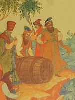 Díszcsempe, kerámia ázsiai mintás 70'-es évek