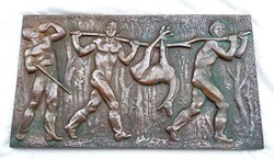 Ács József - Vadászat bronz falikép