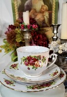 Rózsás porcelán, teás, hosszúkávés reggeliző szettek