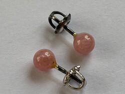 Rózsakvarc ezüst bedugós fülbevaló