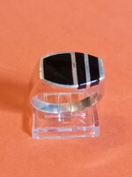 Mutatós férfi ezüst pecsét gyűrű fekete onix berakással ,nagyméretű 65-ös méret 22mm