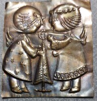 Karácsonyi angyalkás bronz lemezveret 53 x 58 mm